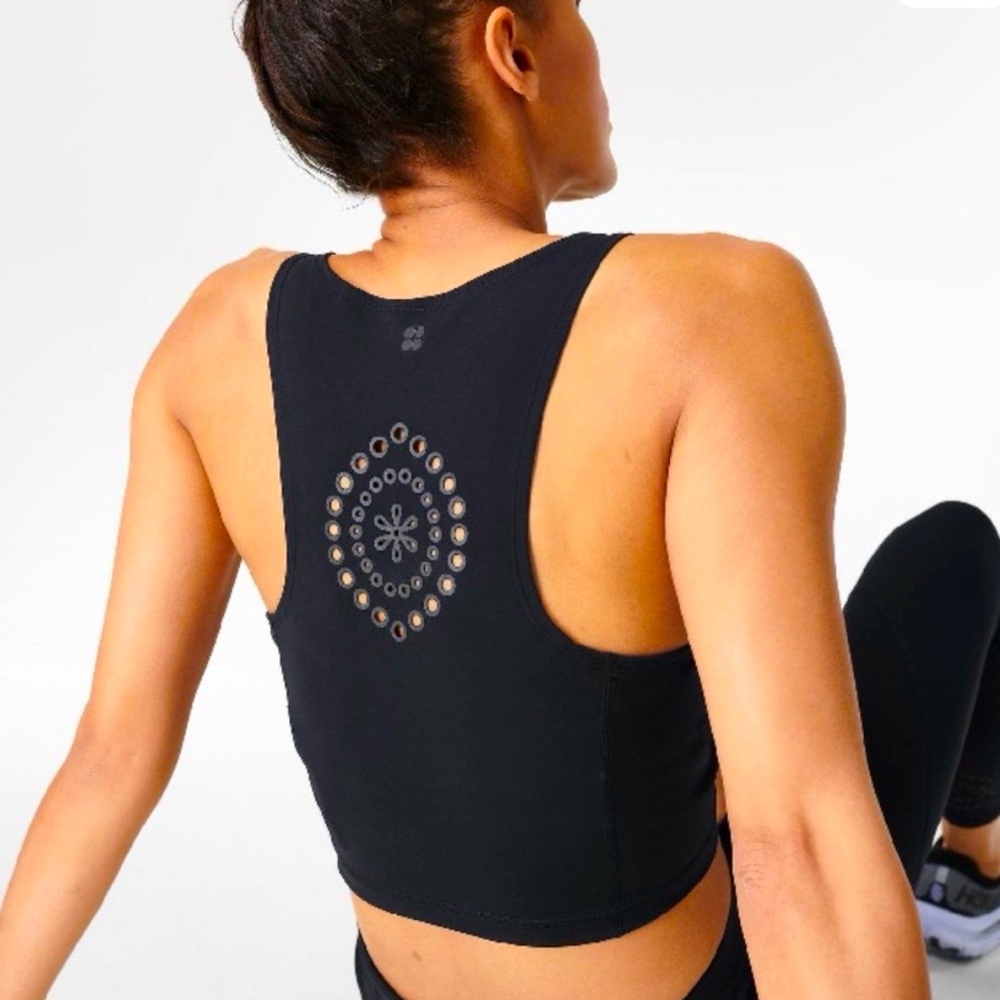 Sweaty Betty Mandala Medium Black Crop Tank Top
